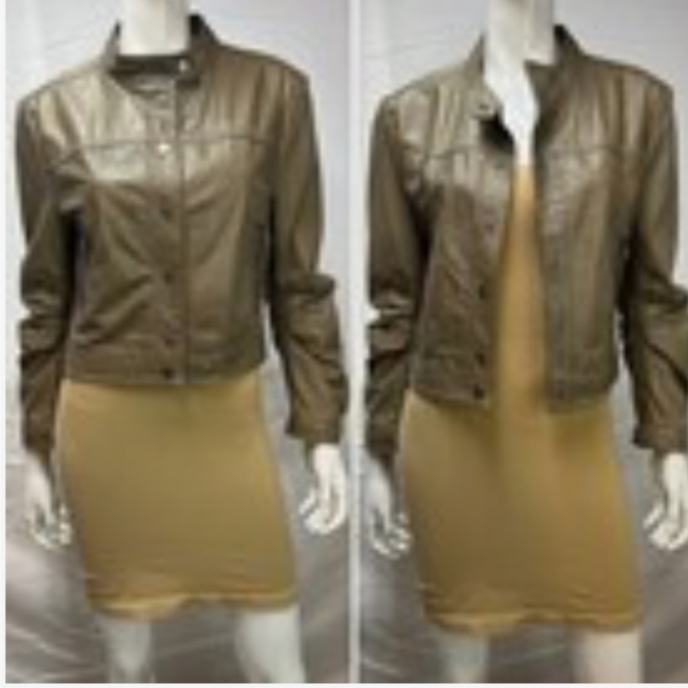 BCBG Macaria leather jacket olive Large